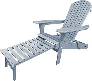 AXI Alexa Adirondackstuhl mit Fußteil, Klappbar in Warmes Grau | Gartenstuhl/Loungestuhl/Adirondack Stuhl / 100% Hemlockholz für 1 Person mit Armlehnen & hoher Rückenlehne | 147 x 78,5 x 89 cm
