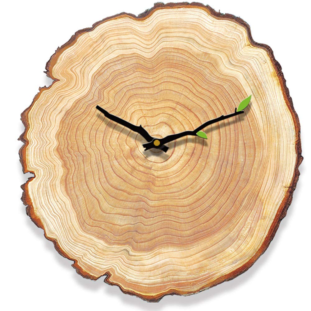 HUHN Rustic Wooden Wall Clock Vintage Clock for Living Room,French Unique Kitchen Clocks Shabby Chic Clock Roman Numerals Clock,Round Wooden Clock Modern Slient Non Ticking Clock