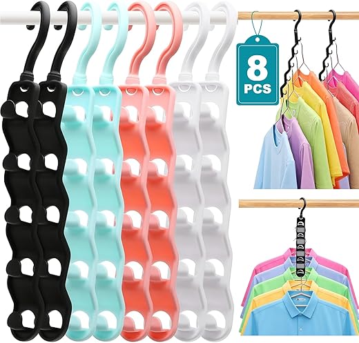 Closet Organizers and Storage,Upgraded Organization and Storage Clothes Hanger,8 Pack College Dorm Room Essentials,Sturdy Closet Organizer Home Essentials Space Saving Hangers for Thick Clothe