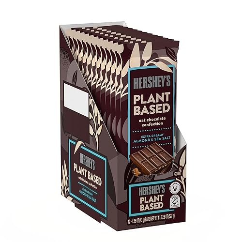 Miniatura 3 de HERSHEY'S Barra de caramelo extra cremosa a base de plantas con almendras y sal marina, 1.55 onzas (12 barras)