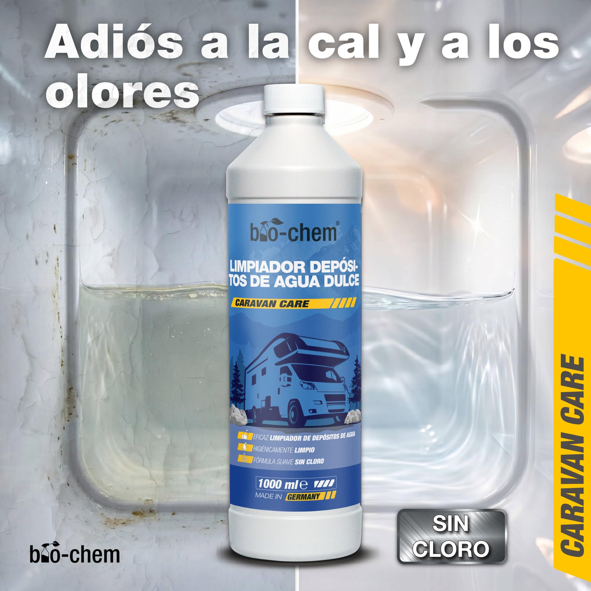 Bio-Chem Limpiador de depósitos de Agua Dulce 5L | Mantenimiento de depósitos de caravanas y autocaravanas - Productos y accesorios para campistas