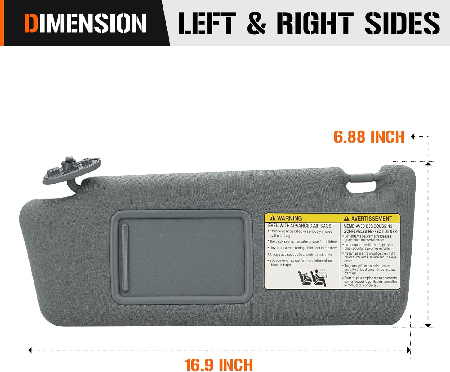 Left & Right Gray Sun Visor for 2005-2015 Toyota Tacoma Without Light, Driver & Passenger Sides Sunvisor Replacement 74320-35C10-B0, 74320-04181-B1, 74320-35B50-B0, 74310-35C20-B0, 7431004111B1