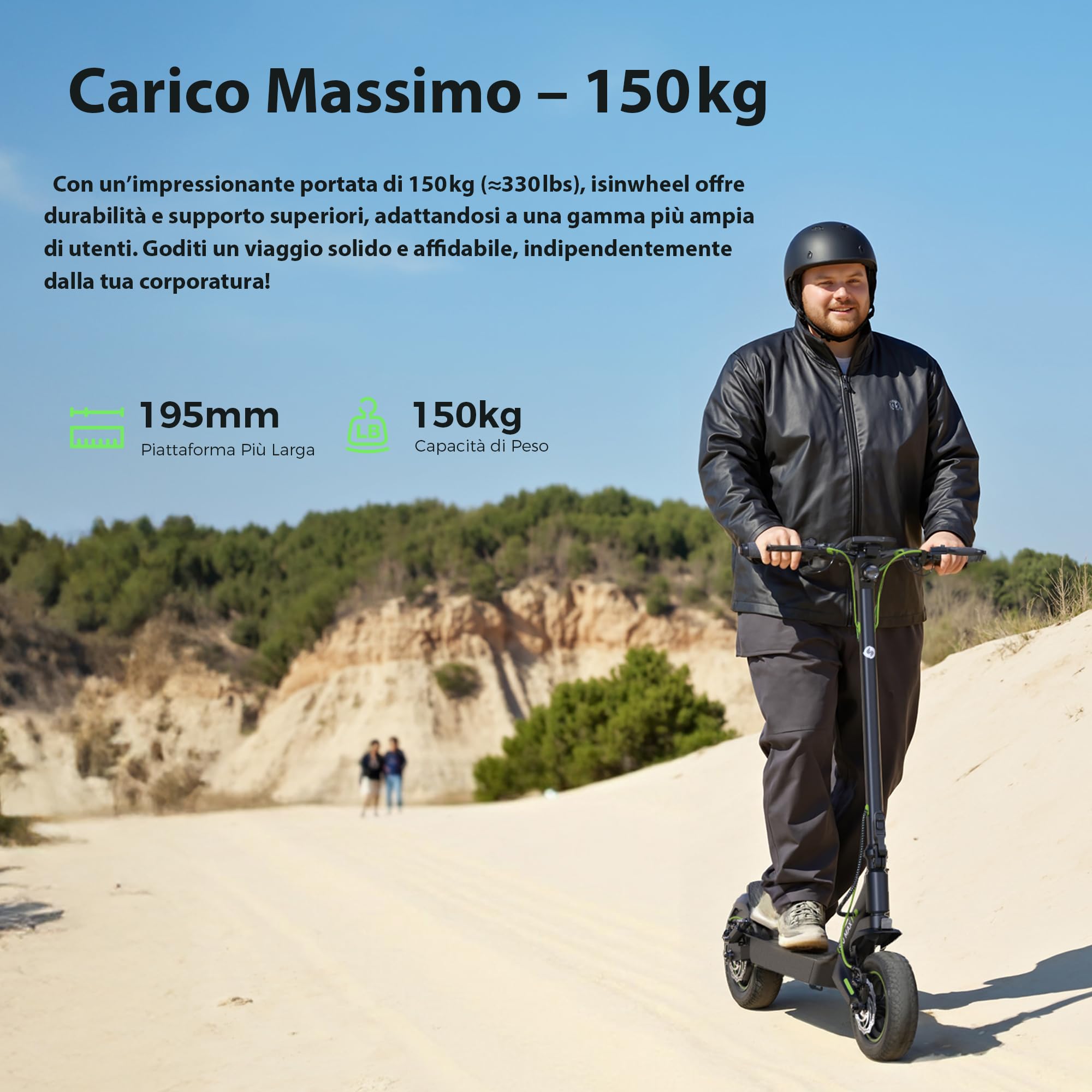 isinwheel S10MAX Monopattino Elettrico Adulti, Batteria 54,6V 15Ah, Autonomia Fino 60 km, Pneumatici Fuoristrada da 10", Doppia Sospensione a Braccio Oscillante, Display LED, APP, Pieghevole con Borsa