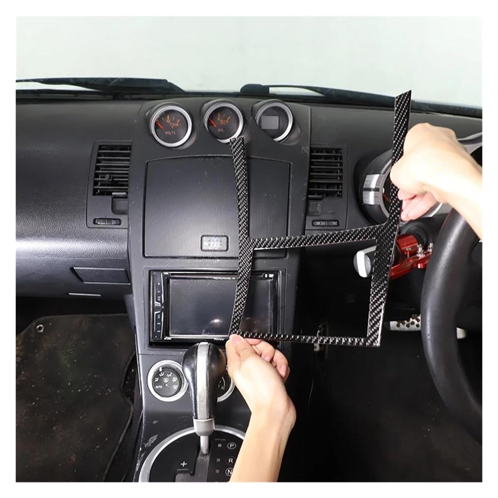 Rivestimento interno della consolle centrale Per 350Z 2003-2006 schermo di navigazione GPS per auto cornice decorativa adesivo protezione del telaio