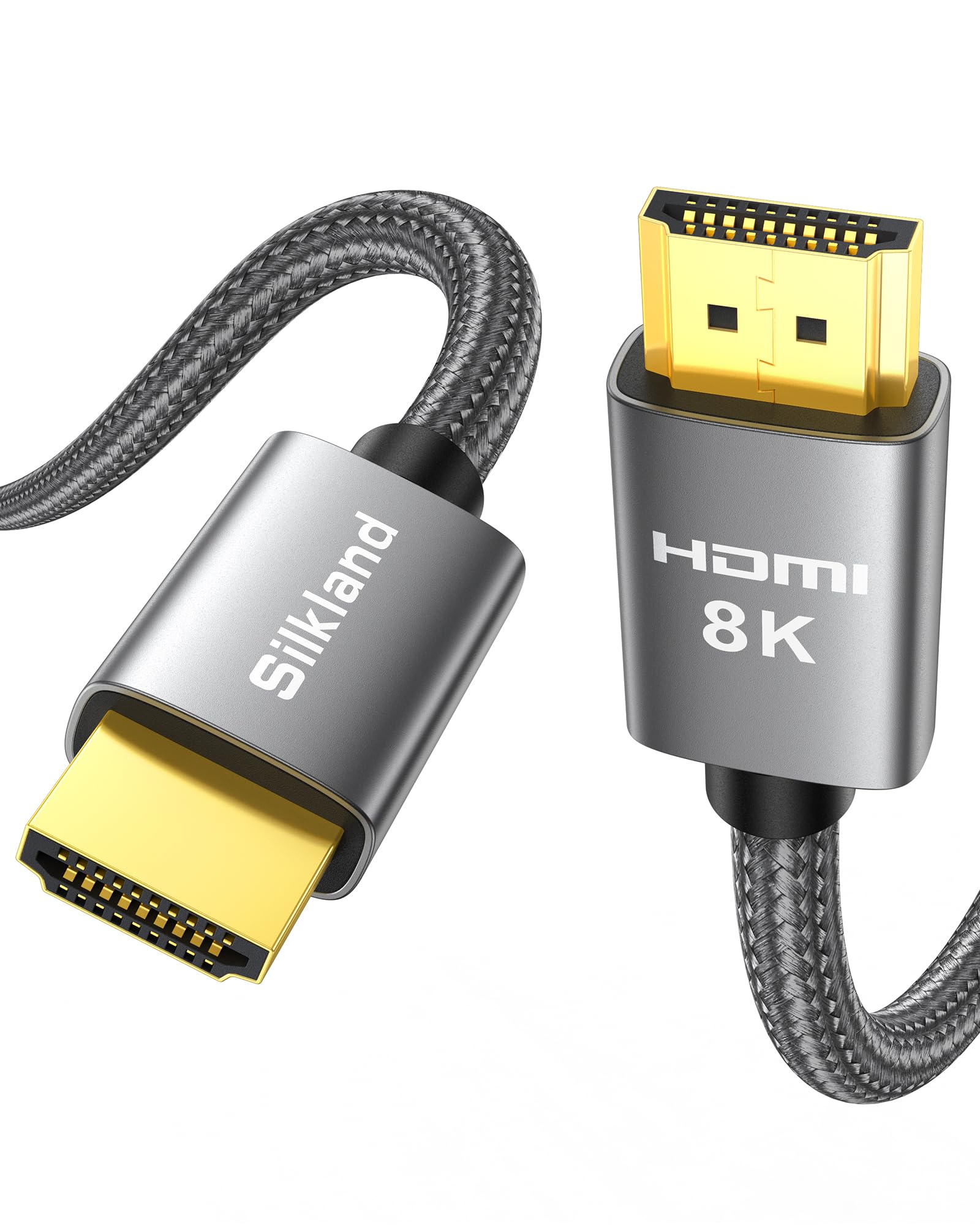 Silkland 8K HDMI 2.1 Kabel 10m, HDMI®Kabel eARC 48Gbps, PS5 HDMI Kabel 4K@120Hz, 2K@240Hz/144Hz, 8K@60Hz, HDR10, HDCP 2.2/2.3 für Soundbar TV Box, HDTV, Laptop
