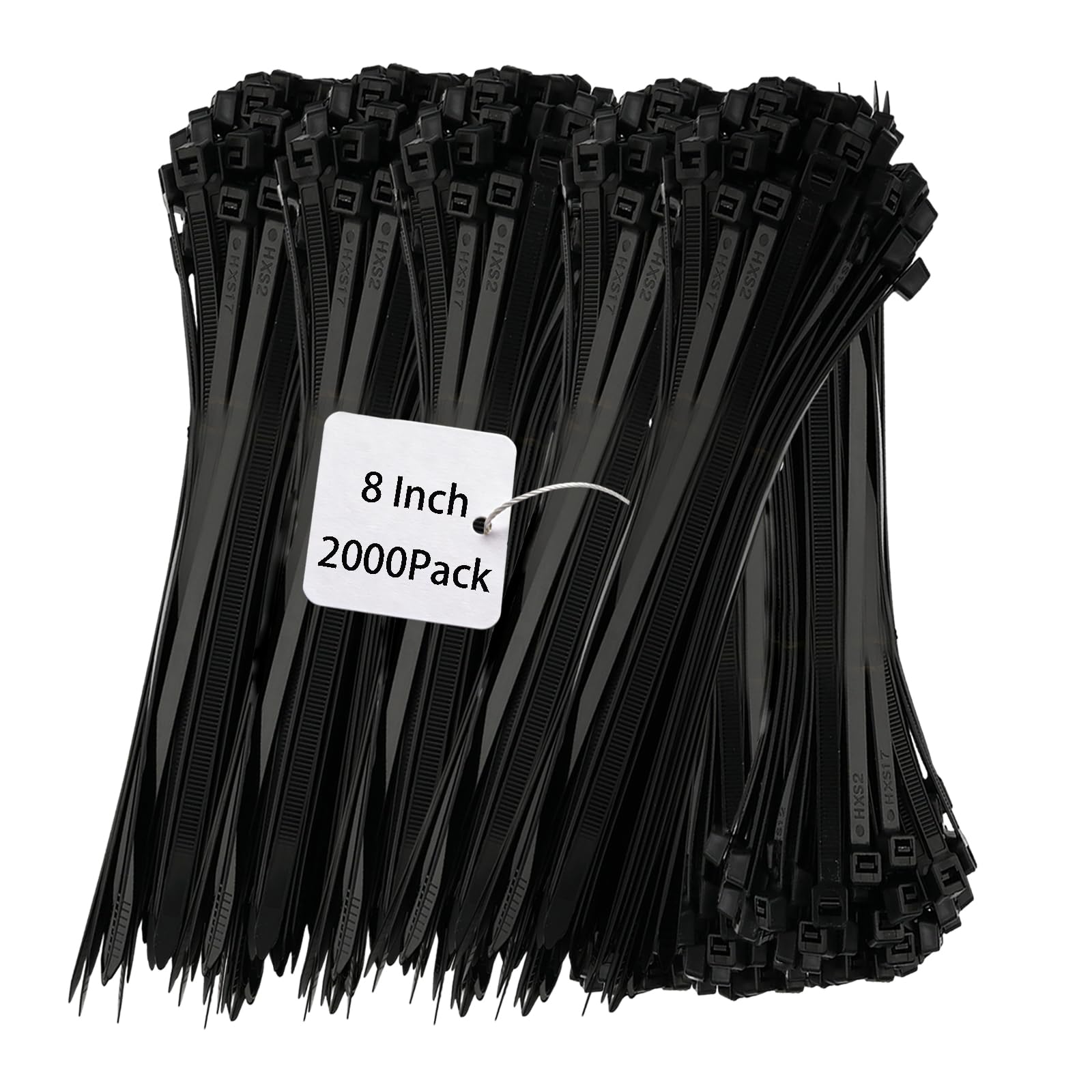 TAICHEUT 2000 Pack Cable Ties, 200 x 3.6mm Nylon Zip Ties, Black 8 Inch Self Locking Cable Wrap for Home, Office, Garage, Workshop, Garden