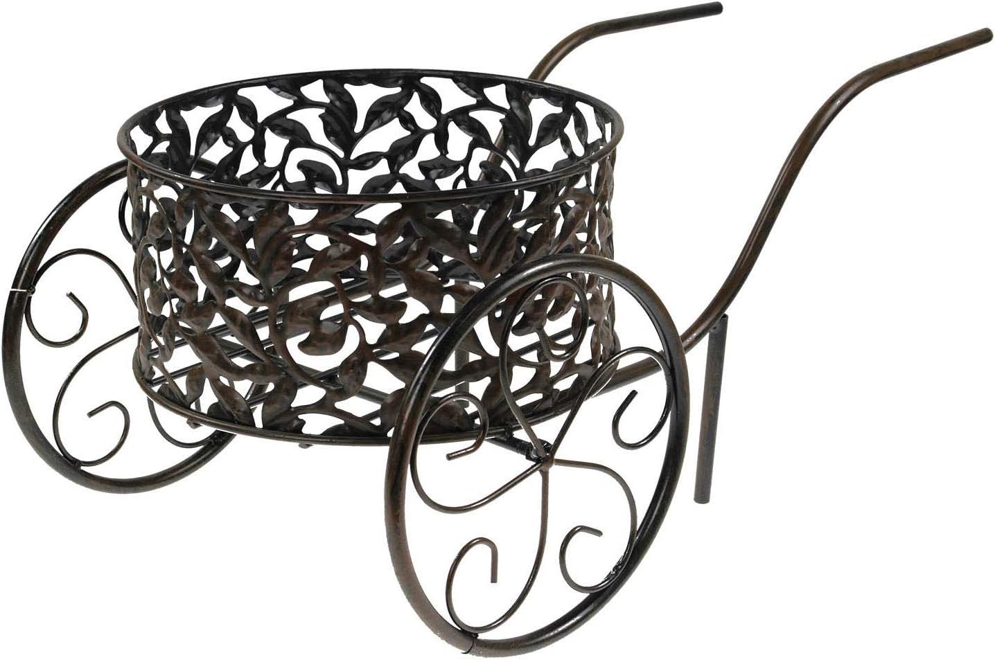 Metal Iron Wheelbarrow Planter Flower Plant Stand Garden Ornament Decoration