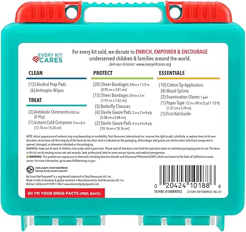 Miniatura 3 de Be Smart Get Prepared Kit de primeros auxilios de 85 piezas: limpiar, tratar, proteger cortes menores, rasguños. Hogar, oficina, coche, escuela,
