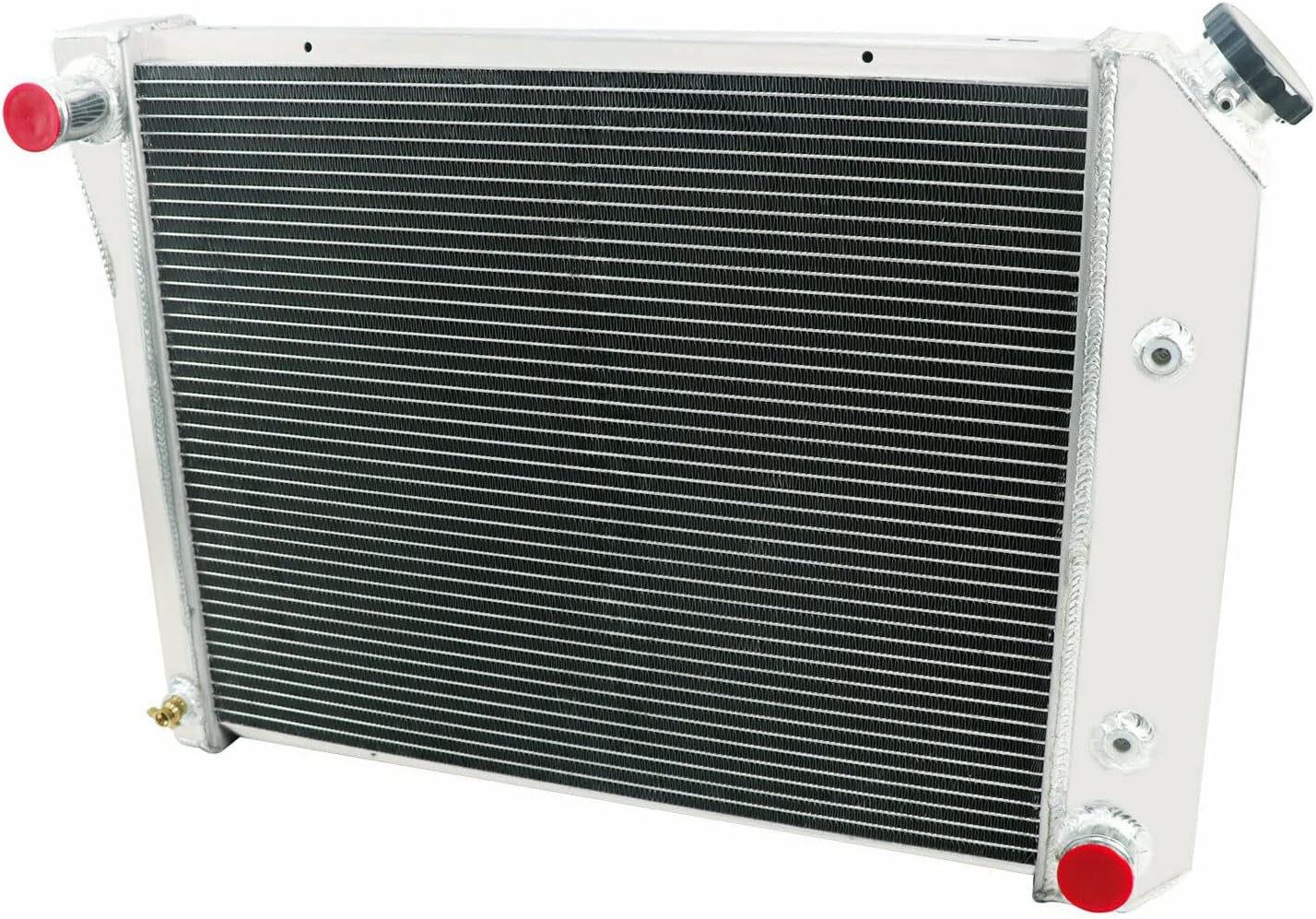 All Aluminum Radiator For 1968-1988 Chevy Chevelle Impala Caprice Camaro El Camino Malibu & 1984-1987 Buick Skylark LeSabre & 68-87 Pontiac LeMans Ventura (3 Row Radiator Shroud Fan Relay)