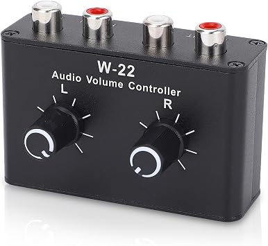 3.5mm Volume Control Box, Aluminum Alloy Passive Preamp with Stepless Knob, Independent L R Balance, Ground Isolation for CD Player Mixer