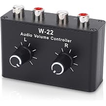 3.5mm Volume Control Box, Aluminum Alloy Passive Preamp with Stepless Knob, Independent L R Balance, Ground Isolation for CD Player Mixer