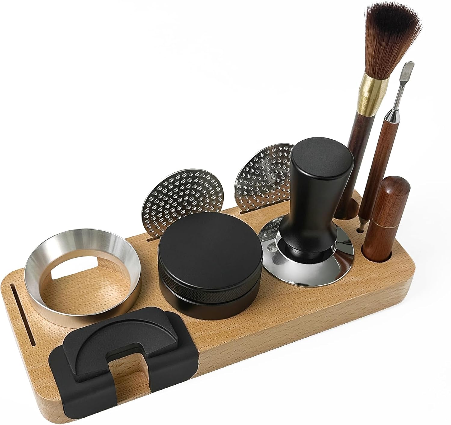 Espresso Tamping Station 51/53/58mm Organizer, Wooden Espresso Tamper Pad Station Portafilter Holder, Coffee Grounds Presser Stand, Coffee Tool Storage Rack