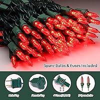 Vista 2 de LAMPHOME 100 luces LED rojas de San Valentín de 21.6 pies, luz conectable para habitación de San Valentín, enchufe para interiores, cable verde