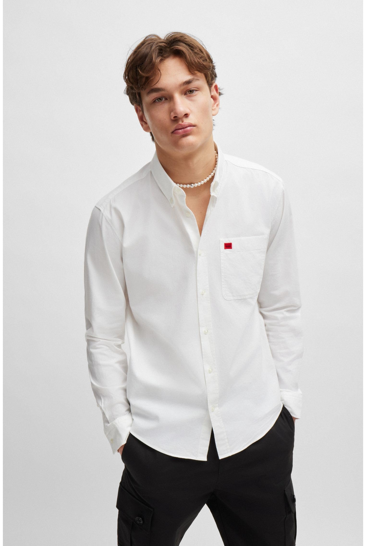 HUGO Herren Evito Slim-Fit Hemd aus Oxford-Baumwolle