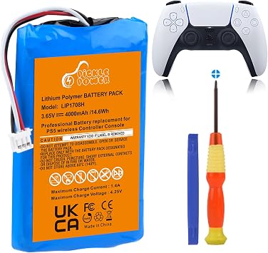 Pickle Power PS5 Controller Battery, 4000mAh Upgraded LIP1708 Battery for Sony PlayStation 5 PS5 DualSense CFI-ZCT1W Wireless Controller