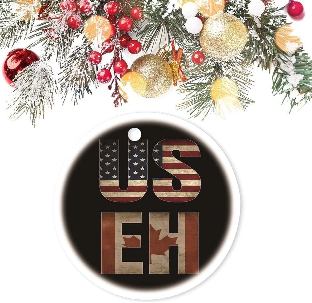 Christmas Tree Ornaments USA Flag Canada Flag Ornaments Personalized Memorial Ornaments Christmas Ornaments Home Decor Hanging Pendants Christmas Holiday Decorations