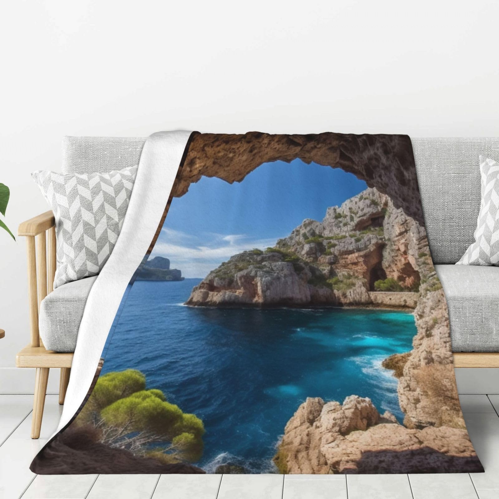 Couverture polaire flanelle luxe motif arche de Majorque 203x152 cm