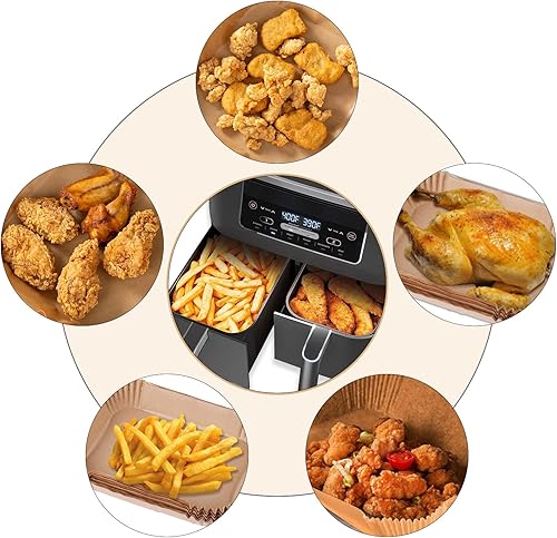 Vista 8 de 2 forros de silicona Ninja Foodi Dual DZ201 para ollas y cestas rectangulares, accesorios reutilizables para freidora de aire de 8 cuartos