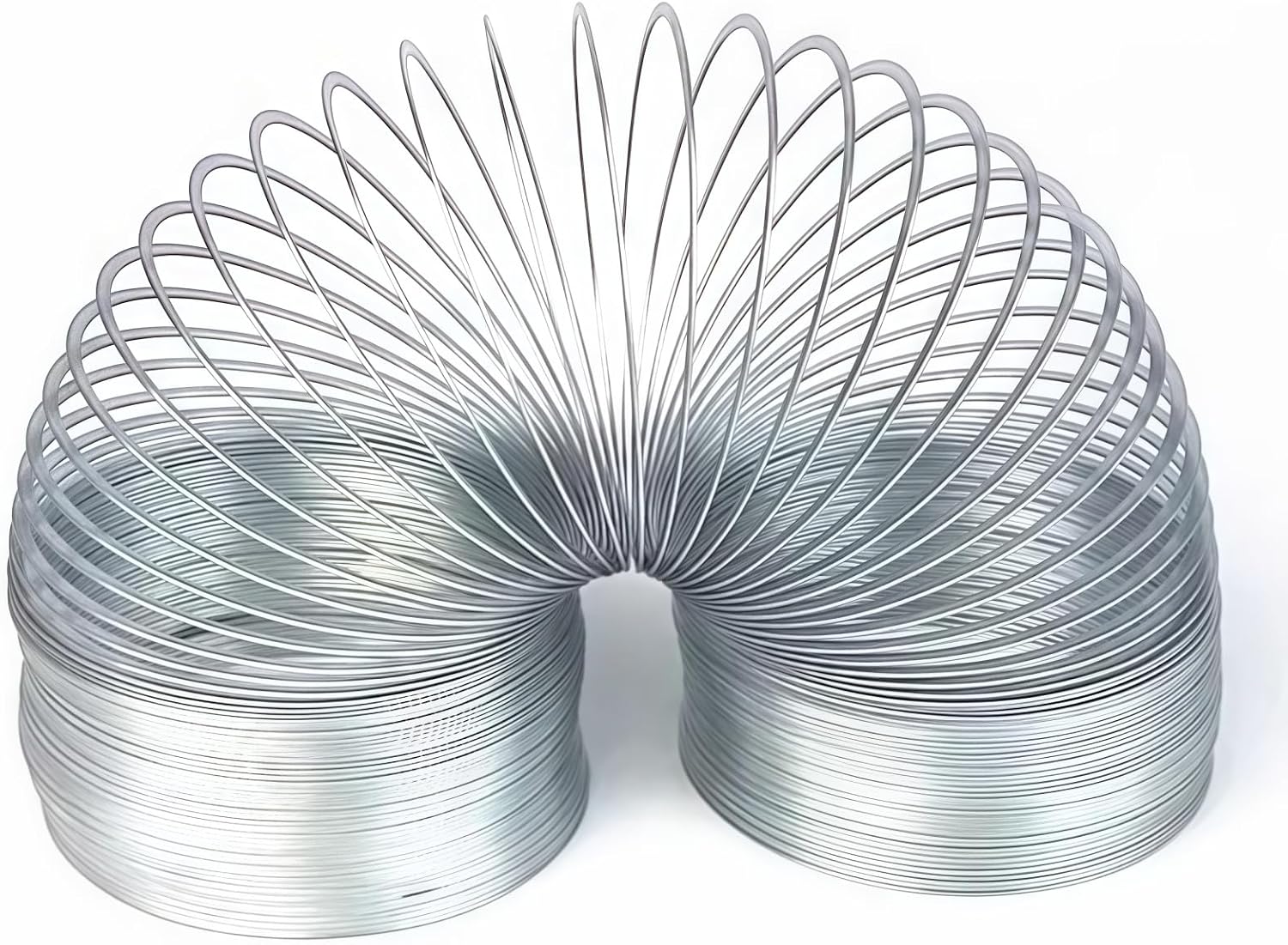 Metal Wave Form Spring Toy, Classic Physics Toy - 4" Unstretched Length x 3.15" Diameter, Magic Coil Metal Slinky Stress Relief Classic Mini Kids Toy, Extra Long(Silver)