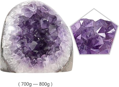 Miniatura 2 de Rockcloud Figura de cristal de cuarzo de amatista púrpura natural, geoda drusa para decoración del hogar, adorno de escritorio autoportante,