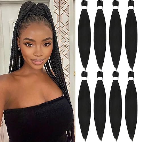 Miniatura 160 de Cabello trenzado para niños preestirado de 16 pulgadas, color negro, Yaki ez, trenzado para niños, trenzas sin nudos