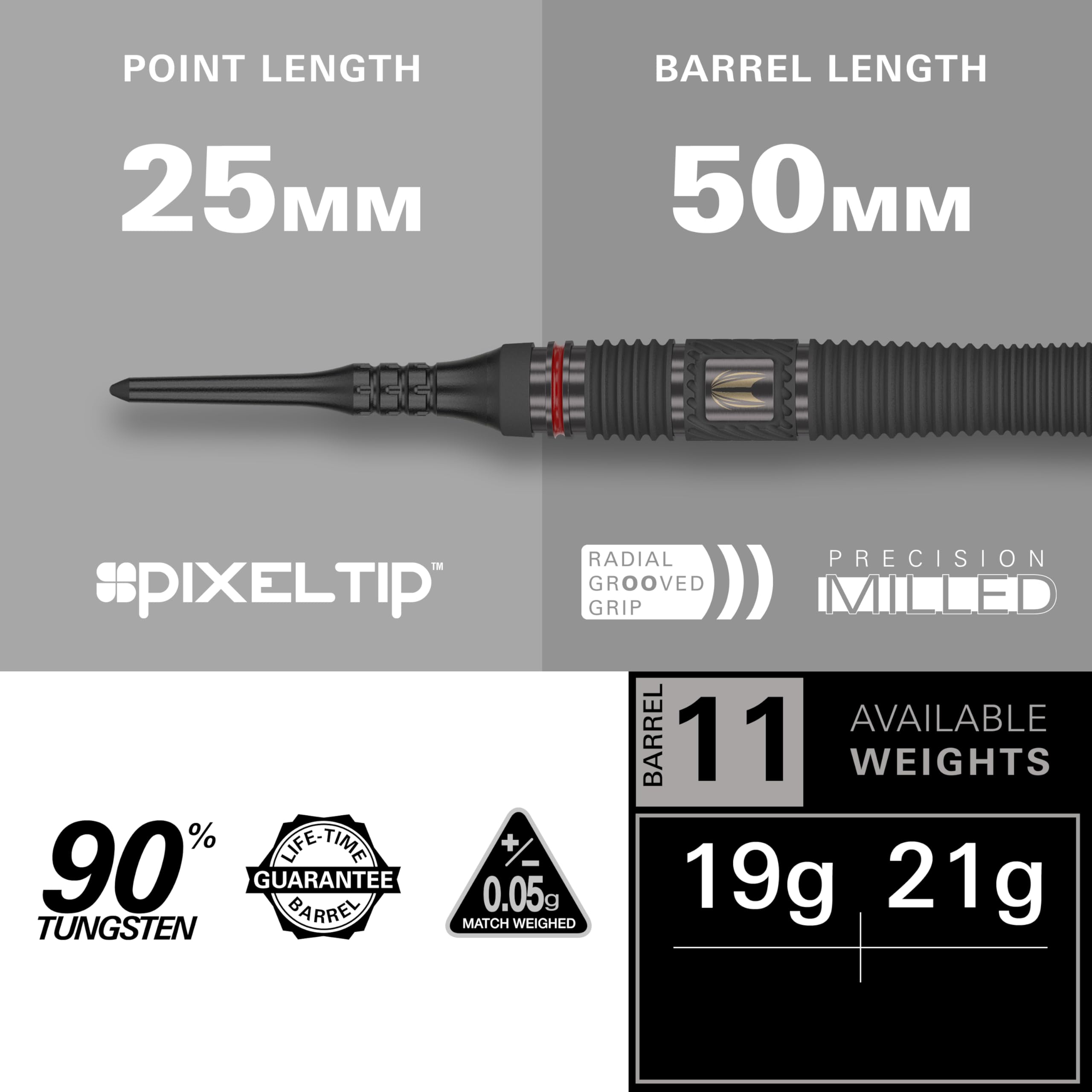 Target Darts Scope Dartpfeile mit Kunststoffspitze, 90% Wolfram | Rote & Schwarze Dart Pfeile mit Pixel-Spitzen, Dartpfeile für Elektronische Dartscheibe| Barrel 10/11 – 18G/19G/20G/21G