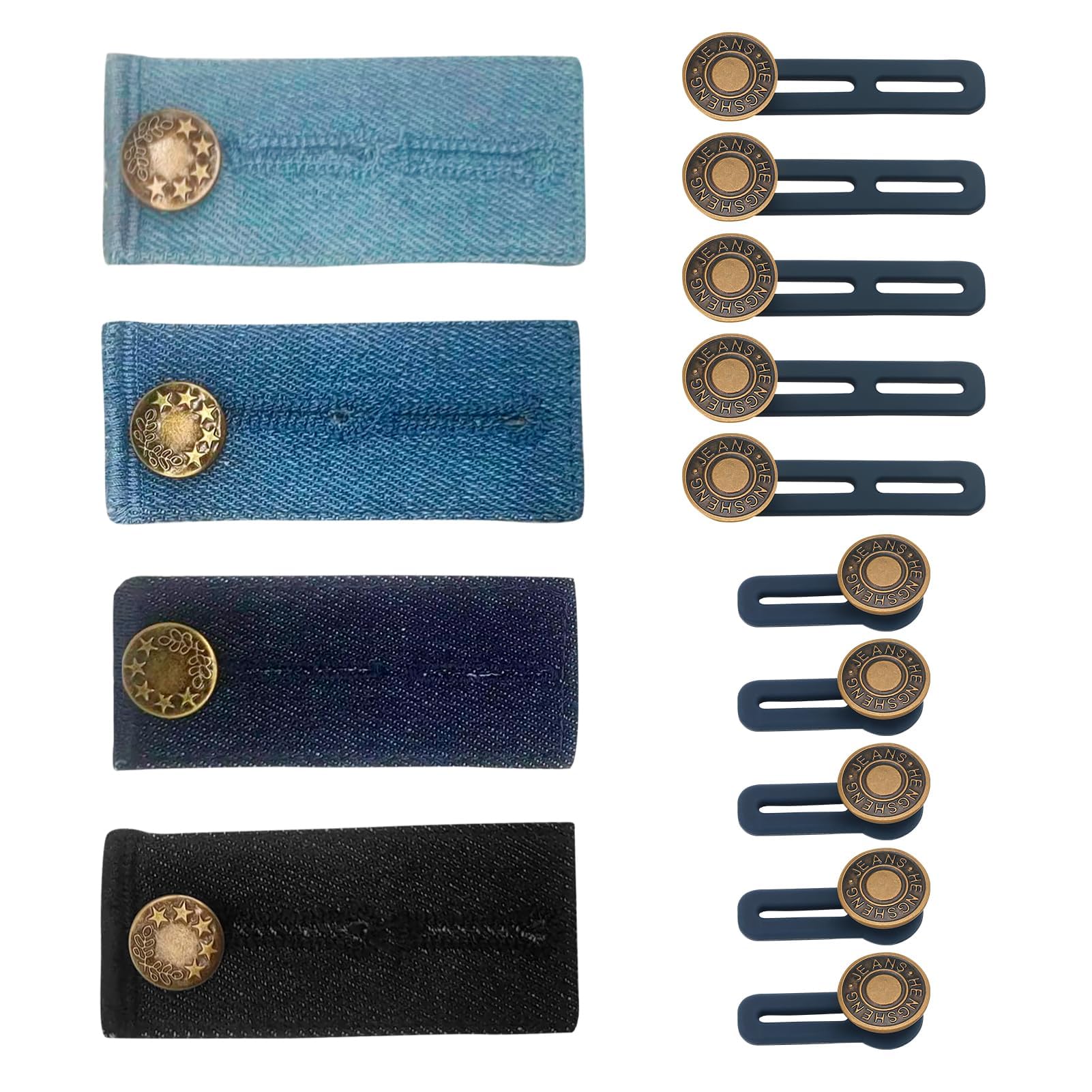 Tailleverlengset, elastische broek, tailleverlenging, 5 stuks, verstelbare knopverlengingen voor broek, jeans, zwangerschapsbroek