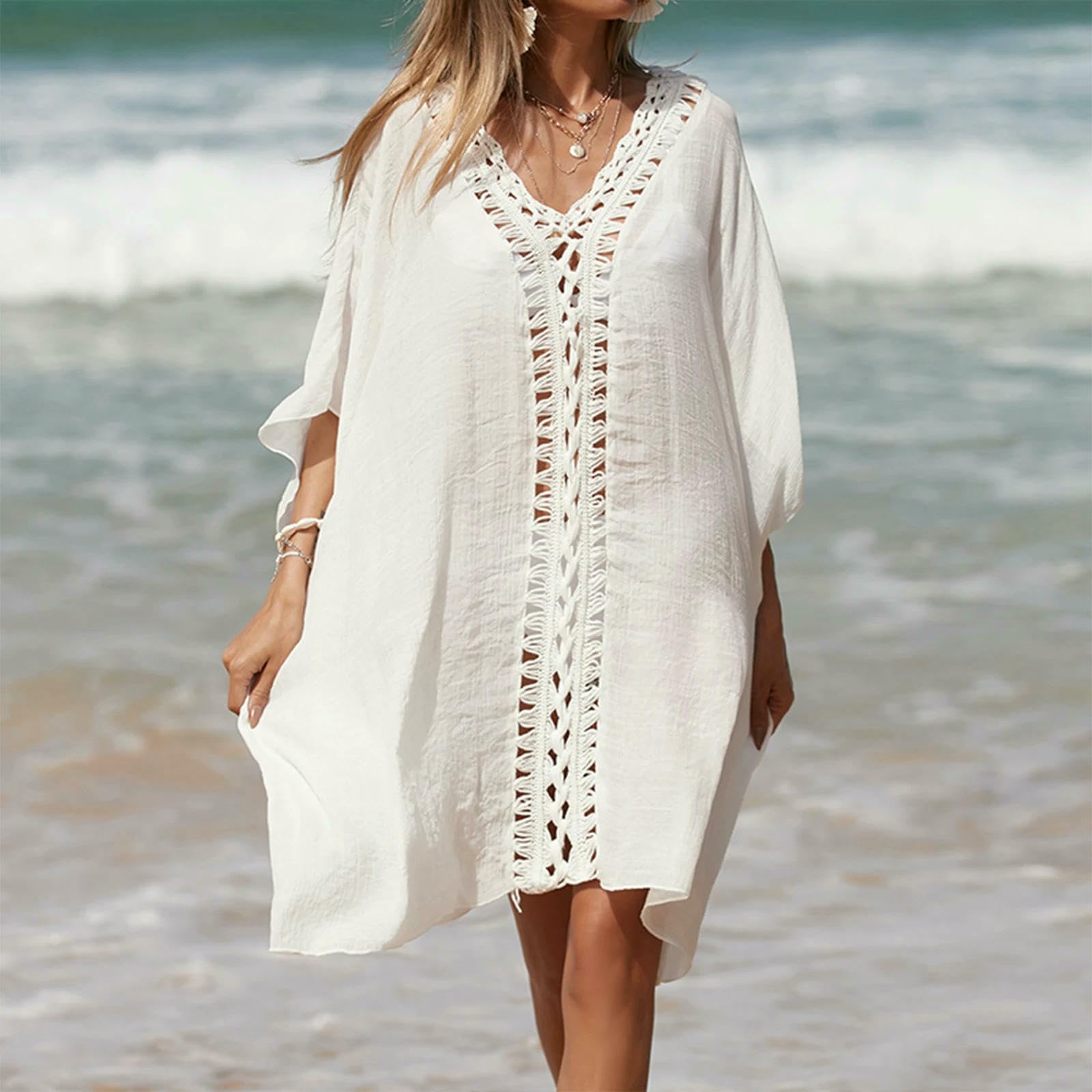 Sukienka plażowa, bikini, okrycie kąpielowe, okrycie na szydełku, luźne, na lato, na plażę, moda kąpielowa, zielona, rozmiar uniwersalny
