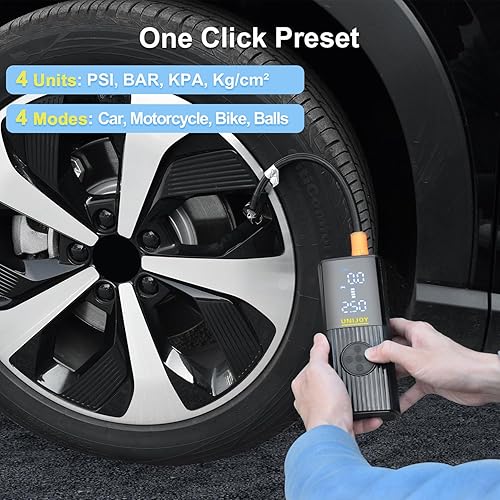 Miniatura 8 de Compresor de aire portátil para inflador de neumáticos Bomba de neumáticos de coche 3 veces más rápida 180PSI con pantalla dual - Bomba de aire