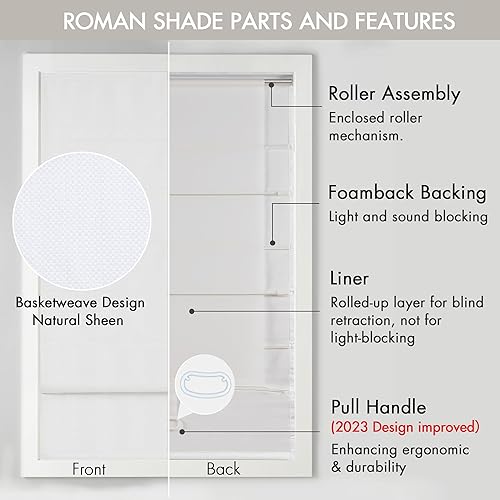 Miniatura 3 de Madison Park Galen - Persianas romanas sin cordones panel único de privacidad de tela oscurecimiento total eficiencia energética aislamiento térmico