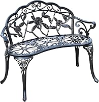 Vista 1 de Banco de aluminio fundido para exteriores, banco de jardín de rosas para patio, parque, césped, patio (bronce)