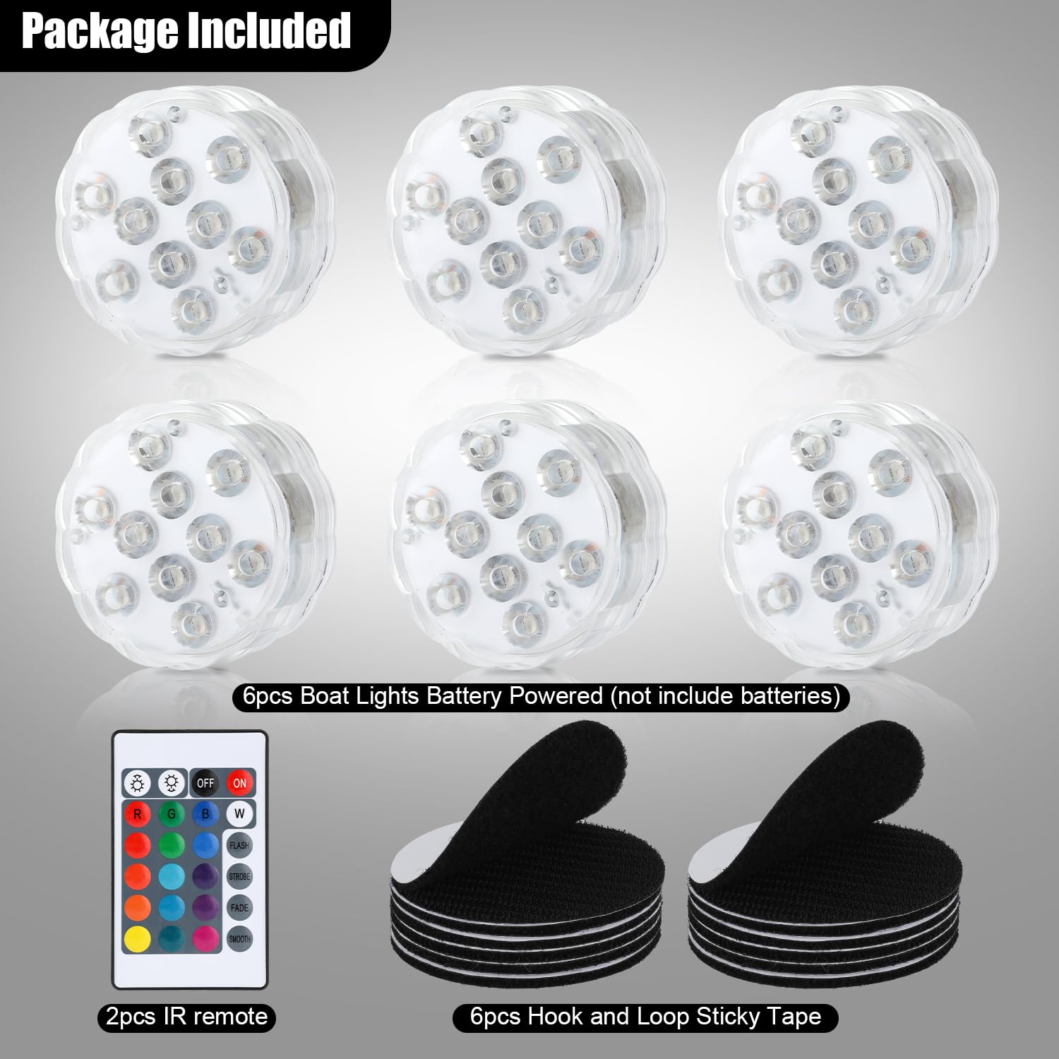 SAVITA 6pcs Boat Lights Waterproof Led Fishing Boat Lights Multi-Color Changing Remote Controlled Kayak Light Courtesy Light for Pontoon Pool Fountain Vase Bath Spa Aquarium Pond Decoration Party