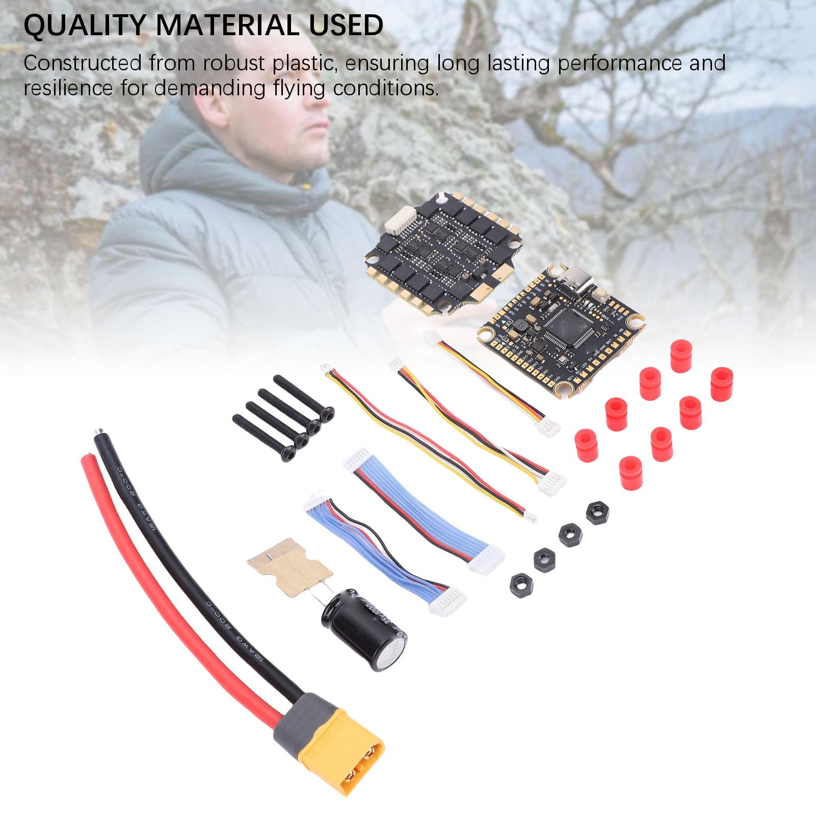 Drfeify Kontroler Lotu F405 F4 V3S PLUS, Plastikowy Kontroler Drona z płytką ESC 55A 65A do Zdalnego Sterowania Dronami RC i Doświadczeniem FPV