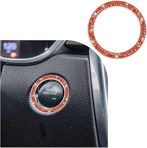 Anillo de decoración de arranque y parada de motor de automóvil con doble diamantes de imitación, botón de encendido con diamantes de imitación,