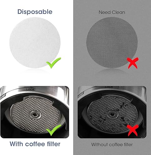 Miniatura 6 de Papel de filtro espresso 2.283 in para Portafiltro 2.283 in, 500pcs Unbleached Round Coffee Paper Filters Puck Screen Portafilter Paper