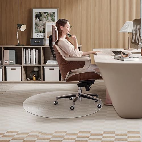 Miniatura 8 de WASJOYE Tapete para silla de oficina, 36 pulgadas, redondo, transparente, para el hogar, con tachuelas antideslizantes para computadora, escritorio,