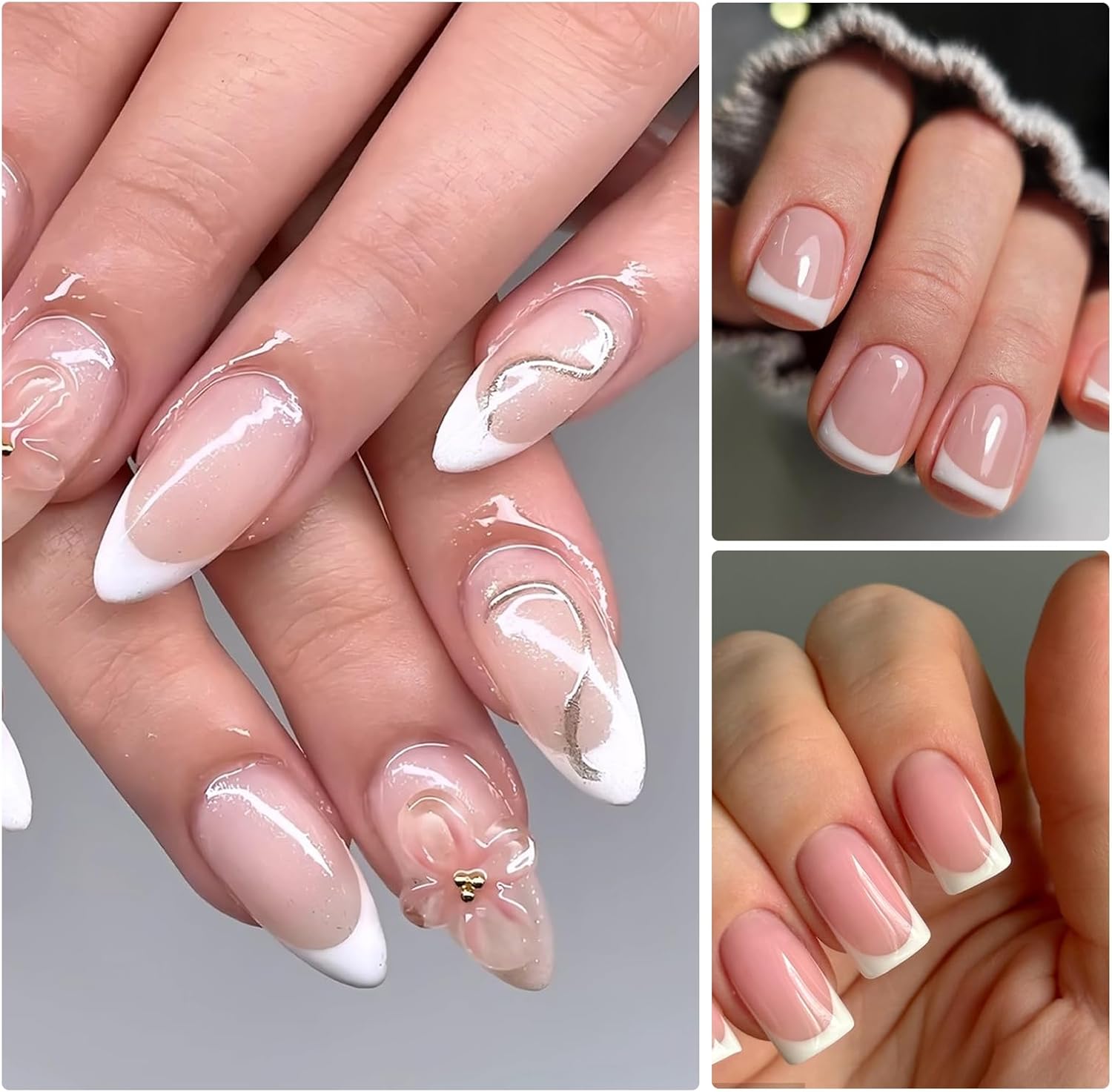 Sibba French Tip Nail Stickers,1152Pcs French Manicure Strips Self-Adhesive Stickers with Tweezer, Nails Art Guides Wave Lines Nails Tape for Women Nail Designs