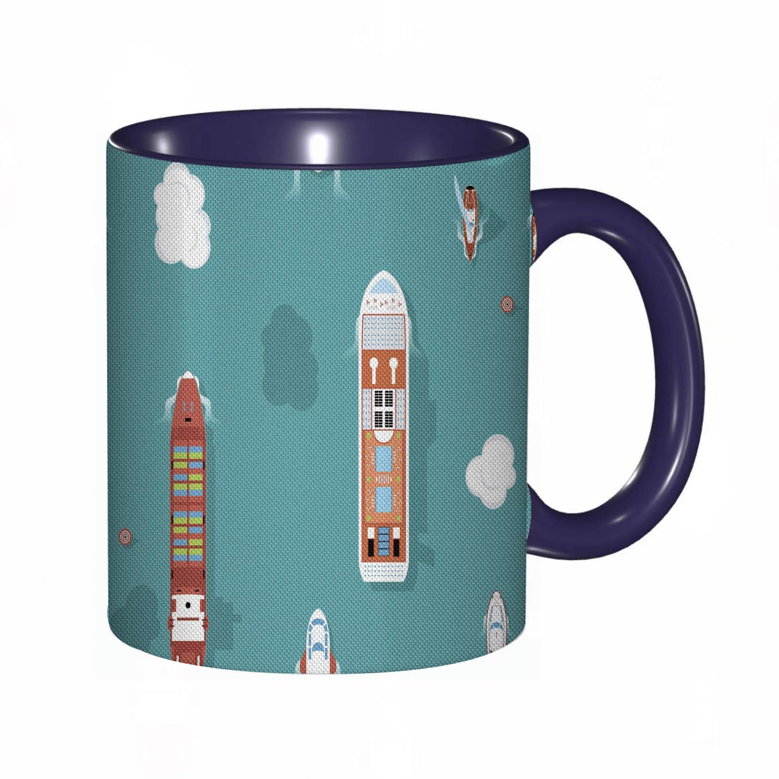 Coffee Mug Funny Mug, Cruise Ship Top View Sea Ships Water and Yacht Boat Transport Cruise Travel Print,Coloured Mug Cup Gift Birthday Work Office Christmas Tea Coffee