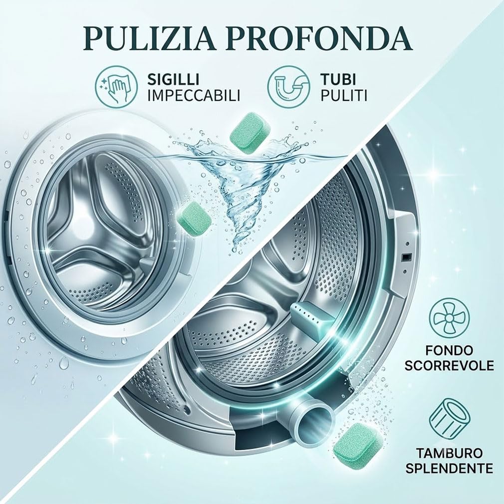 ReviveDrum Lavatrice Professionali per Peli Animali e Biofilm, 24 Pezzi Detergente Cura Lavatrice a Azione Profonda Enzimi, Compatibile con Carica Frontale e Dall'alto