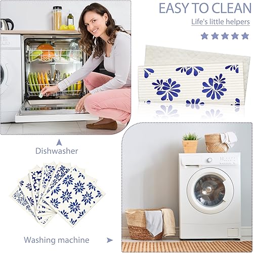 Miniatura 4 de 6 paños suecos de cocina suecos para cocina paños de esponja absorbentes paños de limpieza reutilizables de secado rápido para el hogar cocina paños