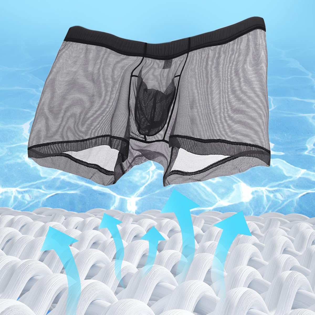 Mens Sexy See Through Underwear Ice Silk Mesh Boxer Briefs Breathable Bulge Pouch - Image 2