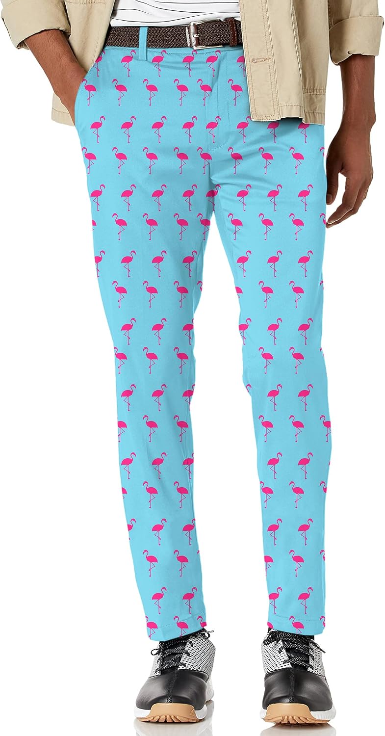 Maylian Men's Flamingo Stretch Golf Pants Trousers
