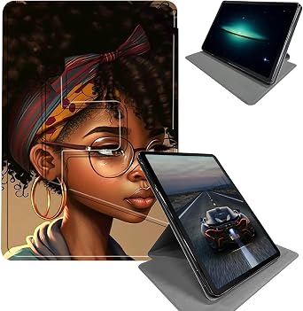 for 10.2" Kindle Scribe 2024/2022 Release & Kindle Signature Edition E-Reader Case-360 Rotating Folding Stand Protective Cover with Auto Sleep/Wake,Black African American
