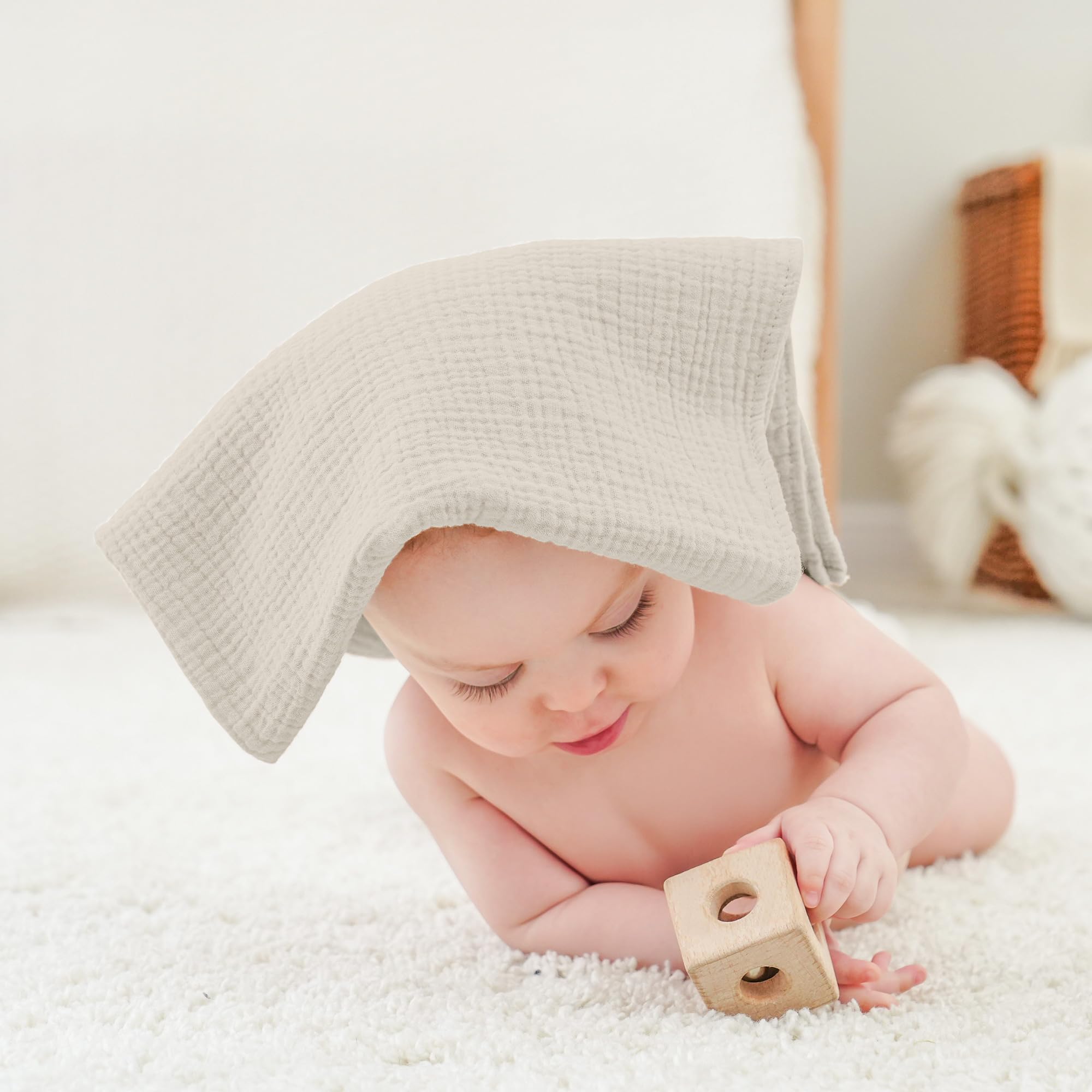 bearmoss Bambino in Mussola Per Neonati Set 4 Pezzi 60x60CM, 100% cotone Super Morbido Assorbente in Mussola A Grana Per Neonati Per Bambine E Ragazzi(Stampa rosa)