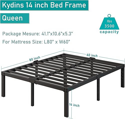 Miniatura 11 de Base de cama matrimonial con cabecero, almacenamiento compatible, no necesita somier, tamaño negro, plataforma de metal resistente, marco de cama,