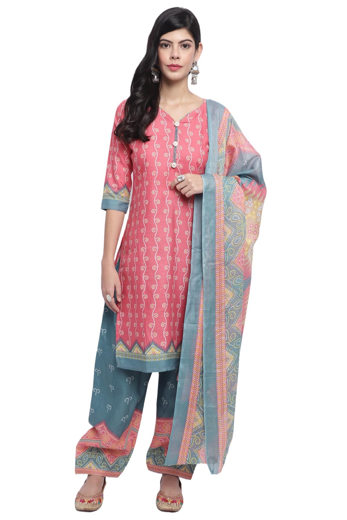 rajnandini Women Dusty Pink Cotton Printed Salwar Suit (Ready To Wear_ 4251)-picture-37