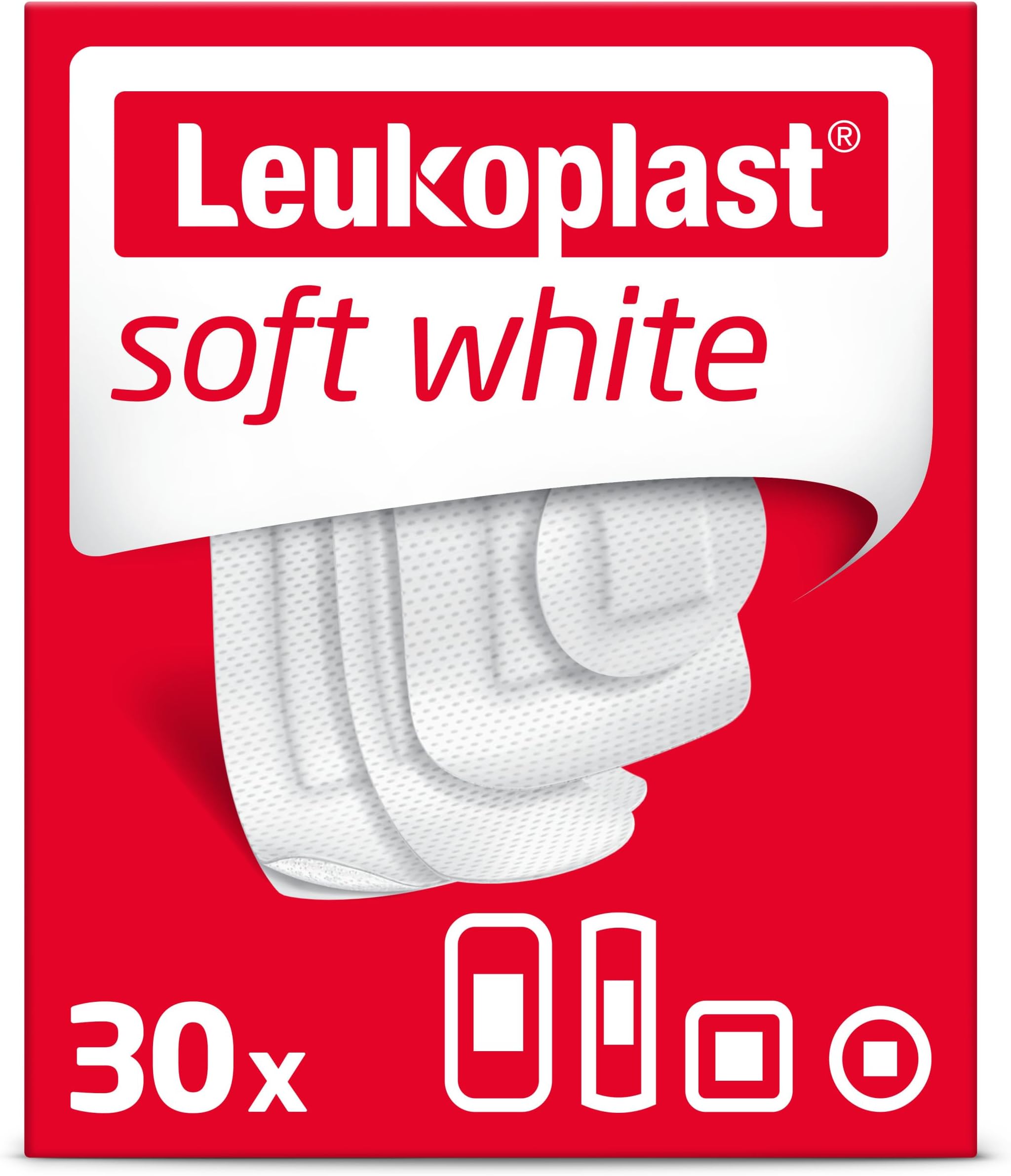 – Soft White - Non-Sterile Wound Dressing Strips - Skin-Friendly, Breathable and Absorbent, First-aid Plasters – White – 4 Assorted Sizes – Box of 30