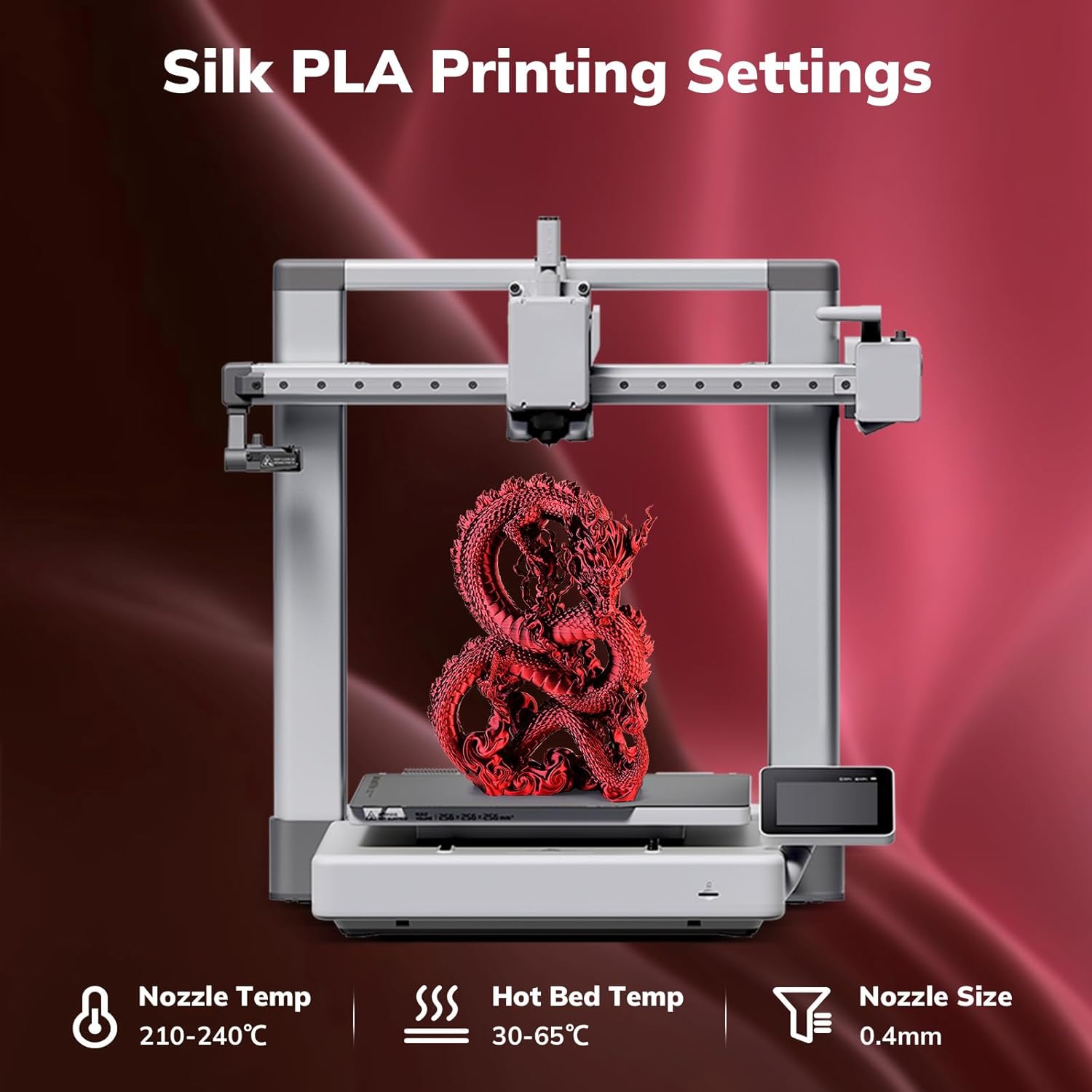 AMOLEN Silk PLA 3D Printer Filament, Silk Dual Color Red Black PLA Filament 1.75mm, Shiny Coextrusion PLA Filament, Color Change 3D Printing Filament 1KG/2.2lb