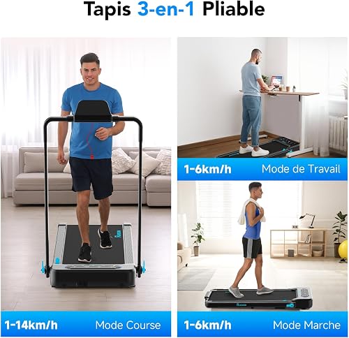 Riksion Tapis de Course pour la Maison avec Inclinaison, Tapis de Marche jusqu'à 14 km/h, Treadmill Pliable avec 12 programmes prédéfinis, Tapis de Course électrique avec Affichage LED, télécommande - 6