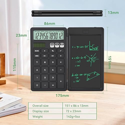 Miniatura 4 de Calculadora de escritorio con bloc de notas LCD borrable, calculadoras básicas de escritorio ROATEE para escuela secundaria, calculadora simple de